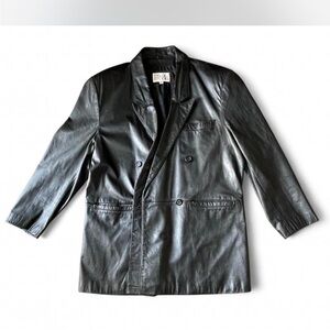 Wilsons Leather Black Double-Breasted Jacket